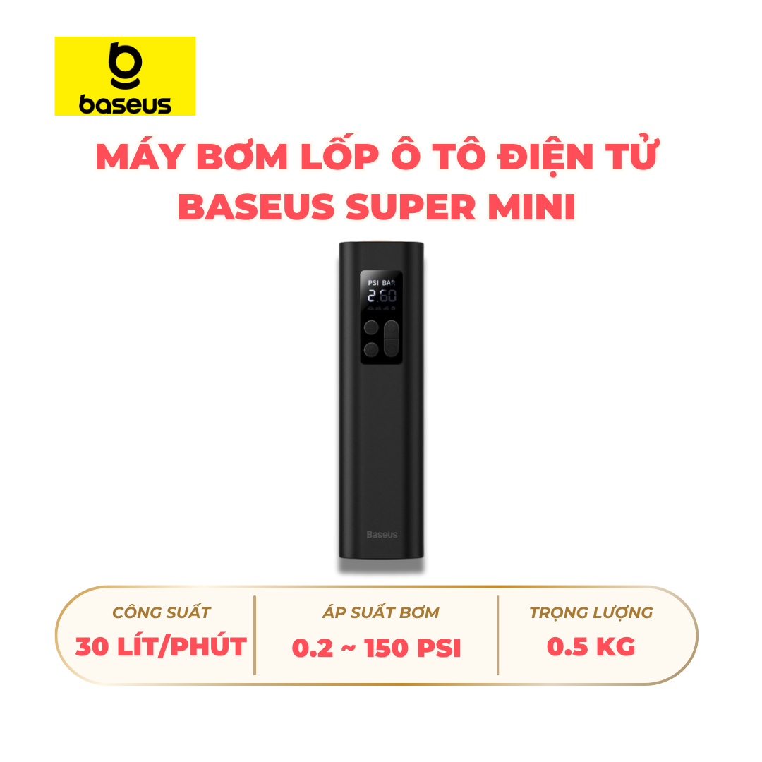 Máy bơm lốp ô tô điện tử Baseus super mini