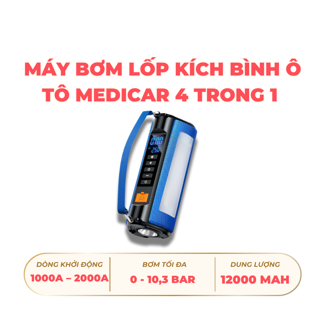 Máy bơm lốp kích bình ô tô medicar 4 trong 1