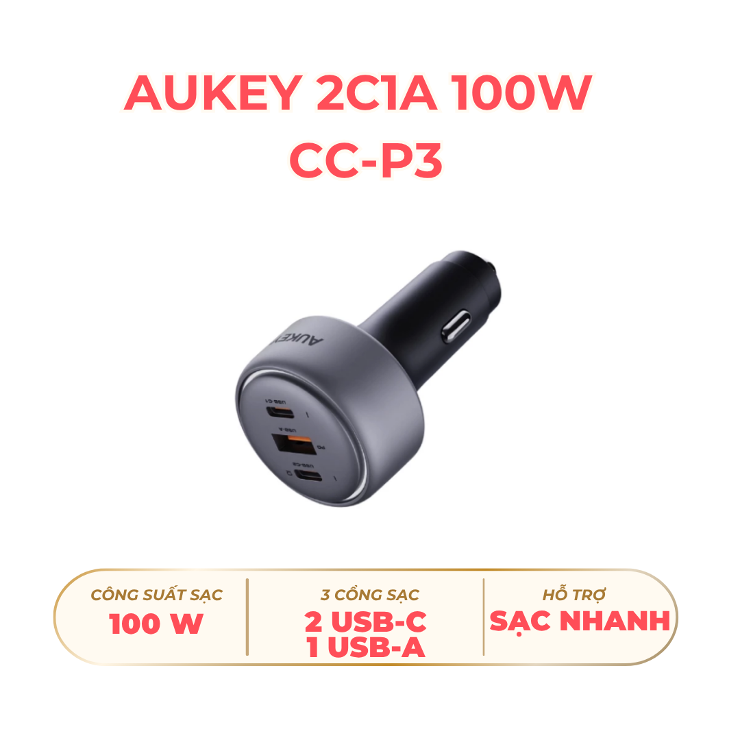 Sạc Aukey 2C1A 100W CC-P3