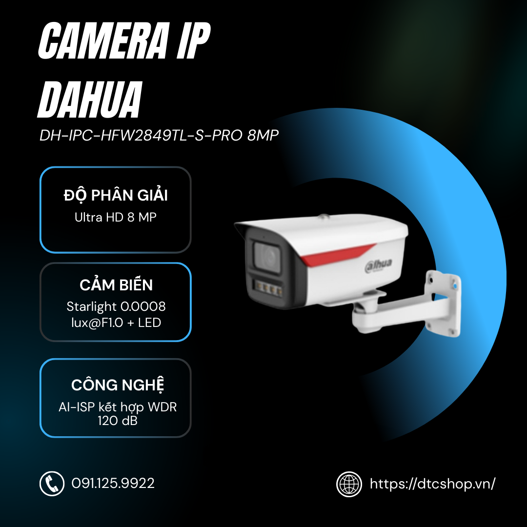 Camera IP 8MP DAHUA DH-IPC-HFW2849TL-S-PRO (Có mic)