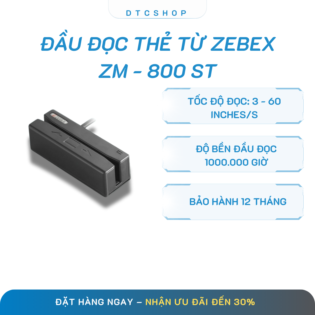 Đầu Đọc Thẻ Từ Zebex ZM - 800 ST