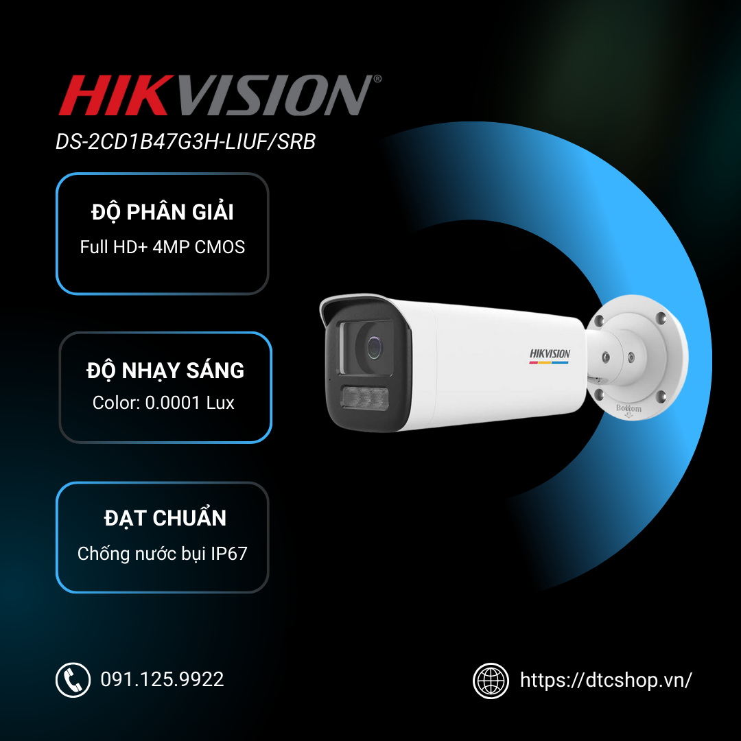 Camera 4MP Hikvision DS-2CD1B47G3H-LIUF/SRB 