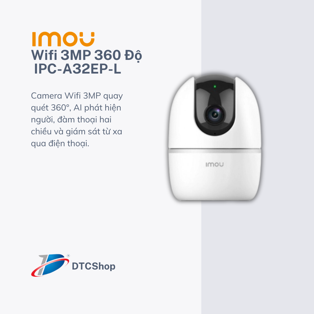 Camera Wifi Trong Nhà 3MP IMOU IPC-A32EP-L Quay Quét 360° 