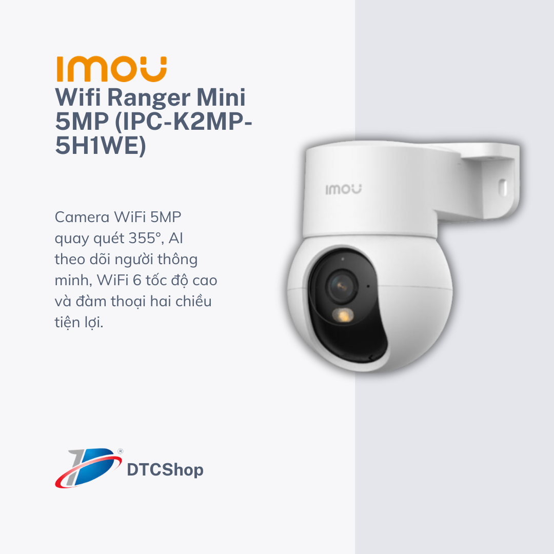 Camera WiFi iMOU Ranger Mini 5MP IPC-K2MP-5H1WE Quay Quét AI 