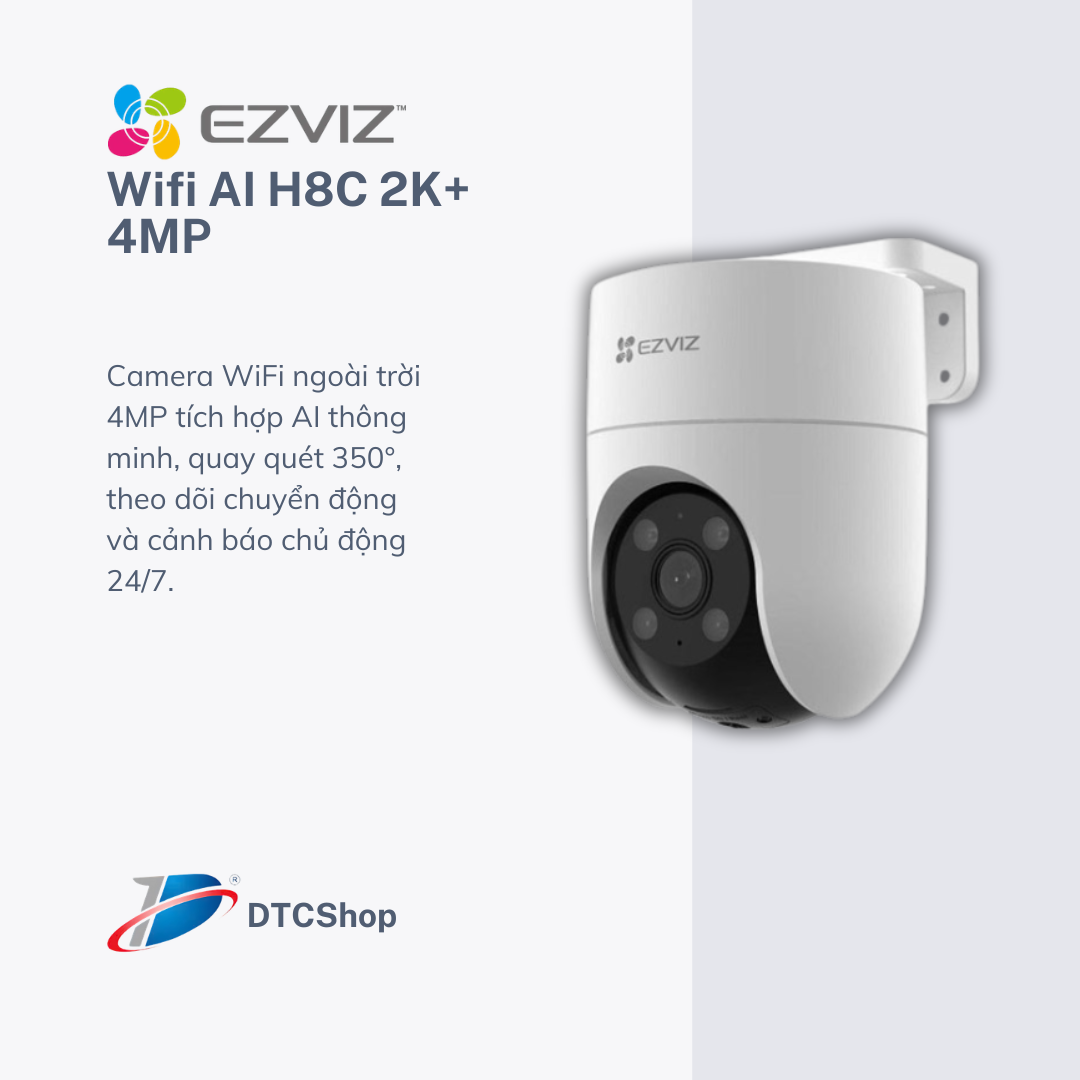 Camera WiFi EZVIZ H8C 2K+ 4MP AI Quay Quét Ngoài Trời