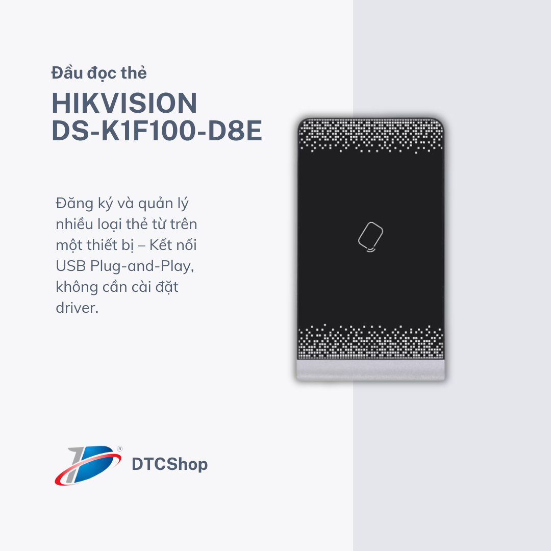 Đầu đọc thẻ HIKVISION DS-K1F100-D8E đa tần số 13.56MHz và 125KHz 
