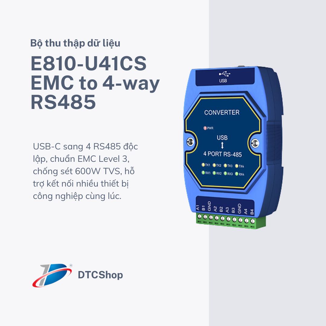 Bộ chuyển đổi USB-C E810-U41CS EMC Level 3 sang 4 cổng RS485 công nghiệp