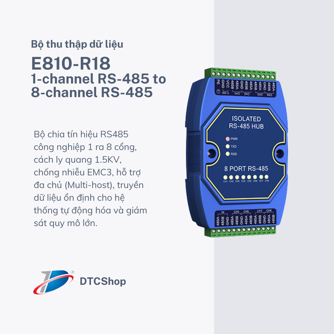 Bộ chia tín hiệu RS485 E810-R18 1 Ra 8 Cổng Cách Ly Quang Công Nghiệp EMC3 